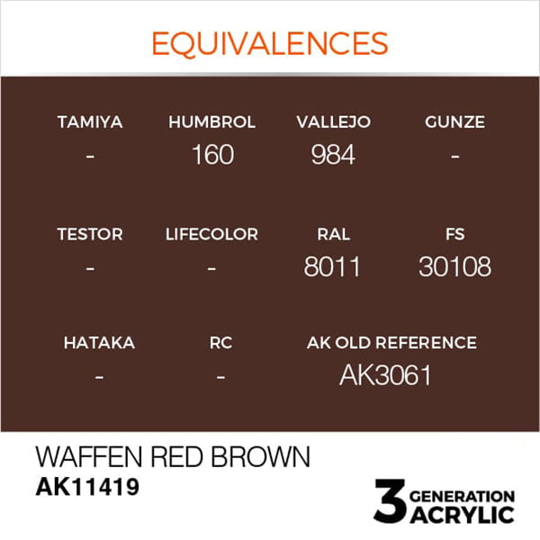AK Interactive Acrylics Figure Waffen Red Brown 11419