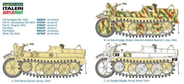 Schemes Italeri NSU HK 101 Kettenkrad 1:9 Scale 7404