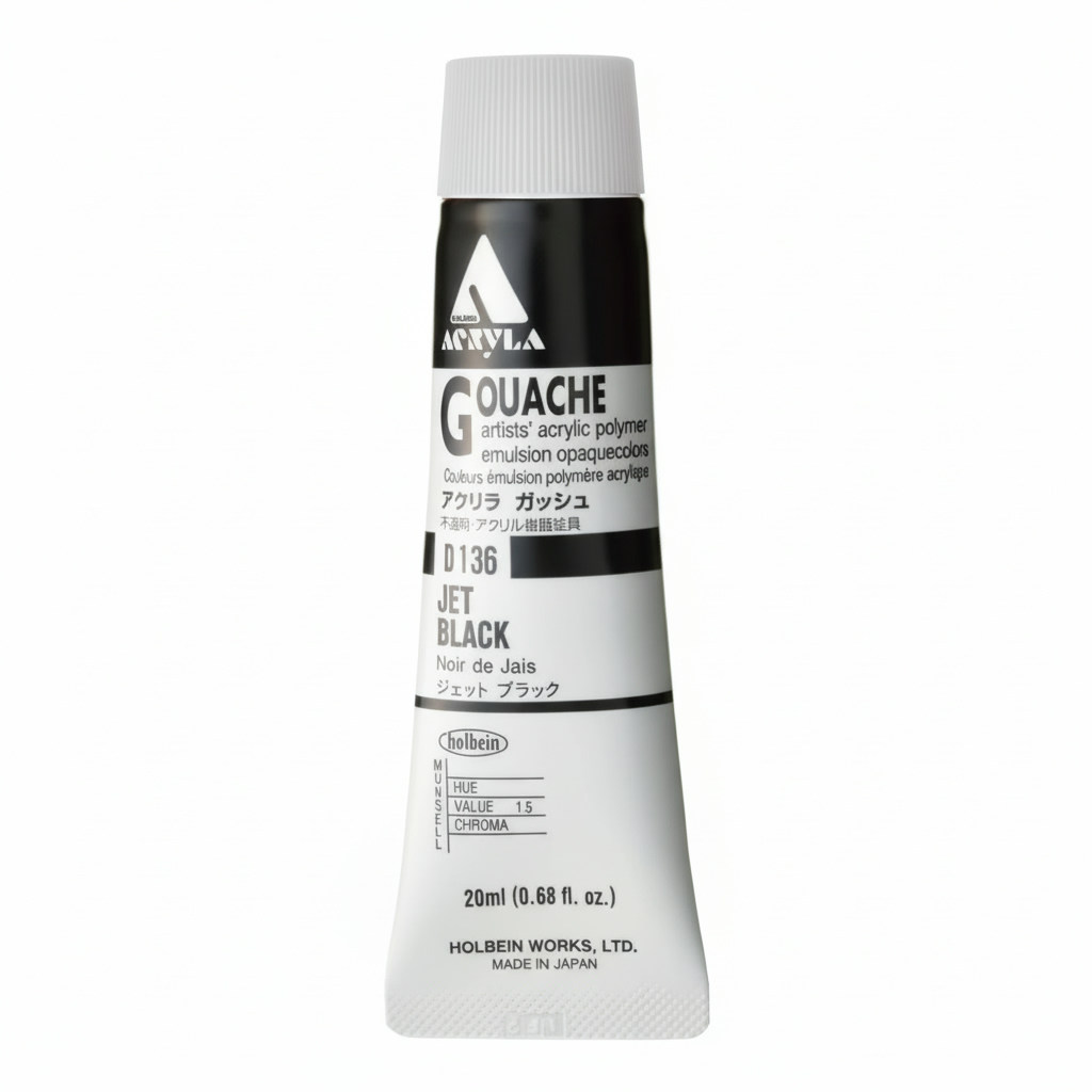 Holbein Acrylic Gouache Jet Black 20ml D136A