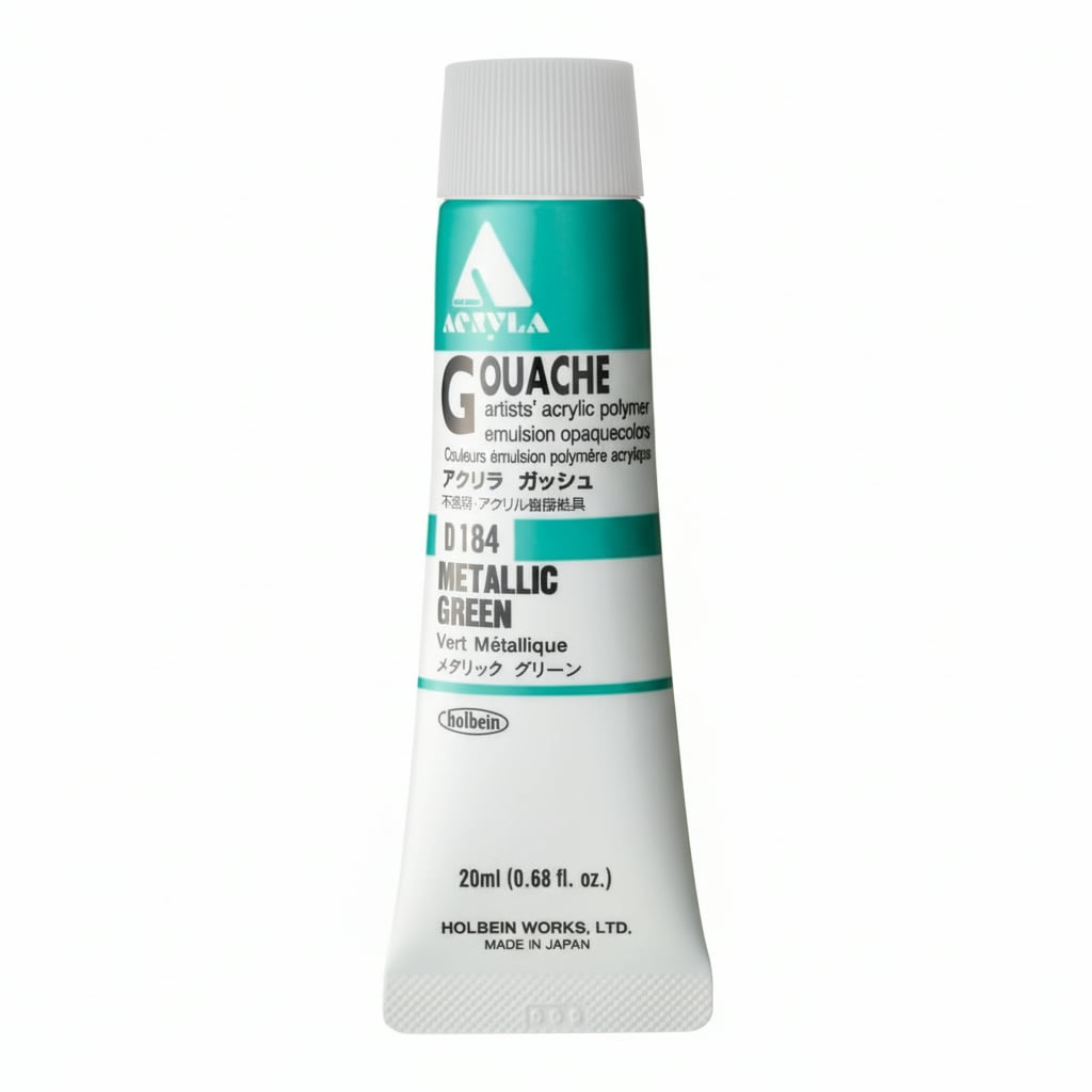 Holbein Acrylic Gouache Metallic Green 20ml D184C
