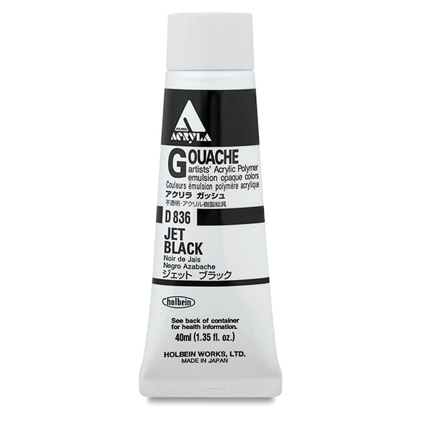 Holbein Acrylic Gouache Jet Black 40ml D836A