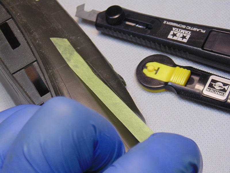 low angle tape being pulled