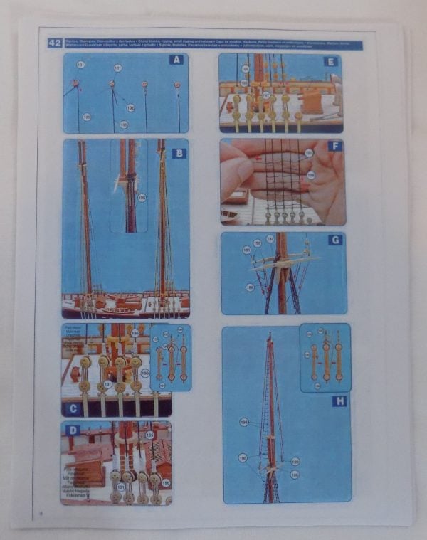 Printed Instructions for Artesania Latina Bluenose II Ship Kit Kit 22453 sample page detail