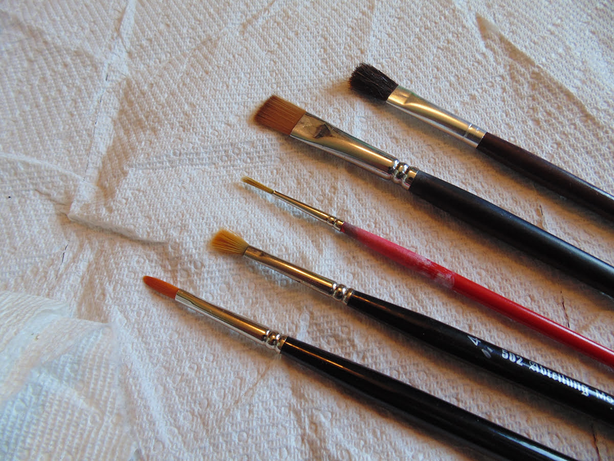 Paint Brushes On Paper Towel