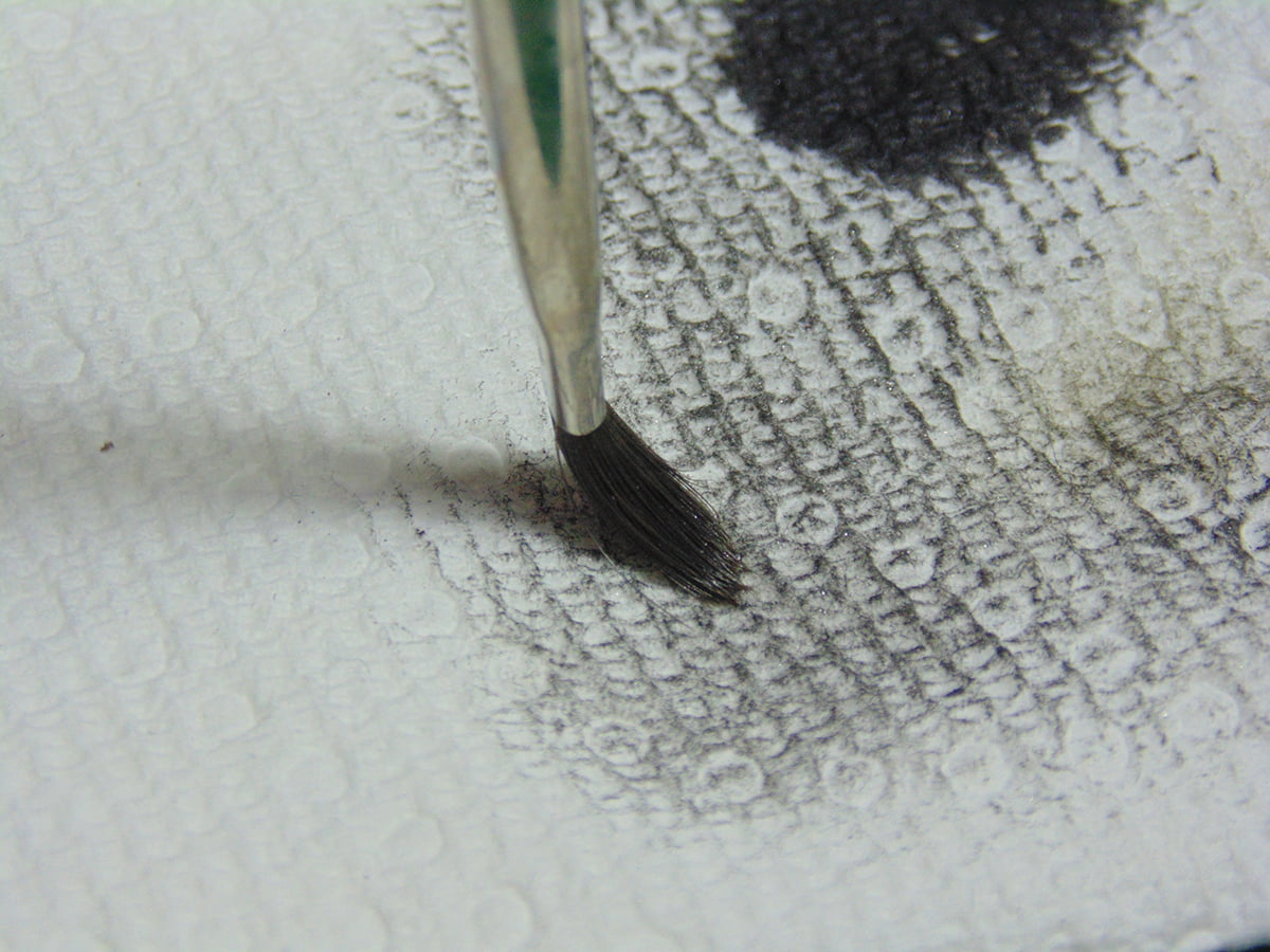 Brush Tip On Blackened Soiled Paper Tower