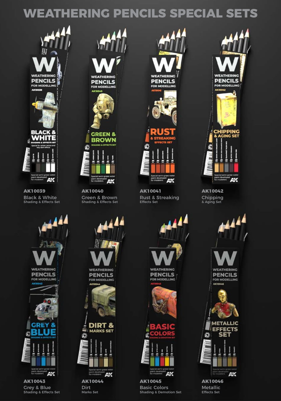 AK WEATHERING PENCILS SETS