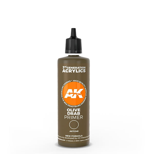 AK Interactive 3rd Generation Acrylic Olive Drab Primer 100ml 11249