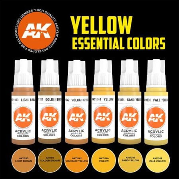 AK Interactive 3rd Generation Yellow Essential Colors Paint Set 11615