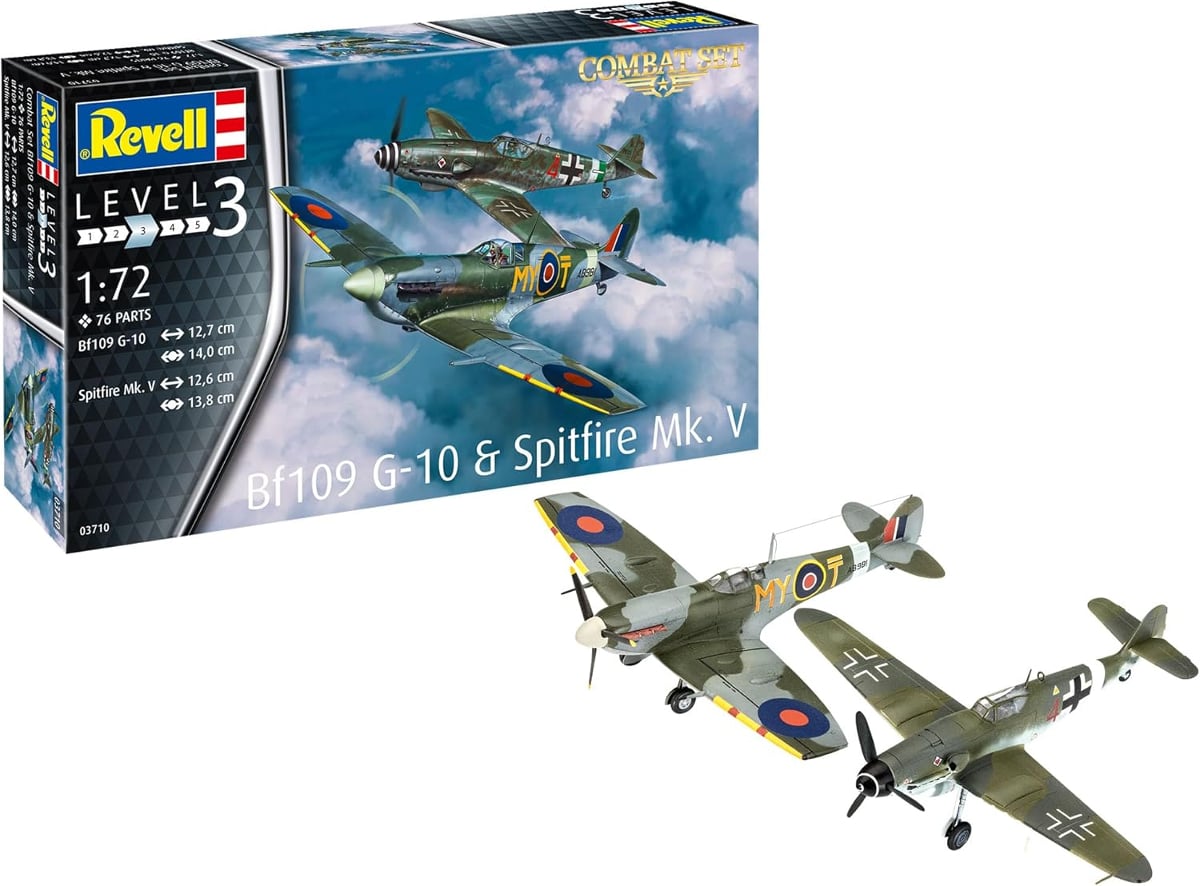 Revell Bf109 G-10 and Spitfire Mk. V Combat Set 1:72 Scale RVG 03710
