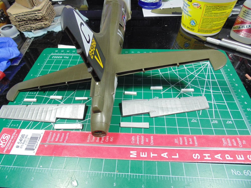 B-17 Tail with Parts Wire and Plugs Laid Out