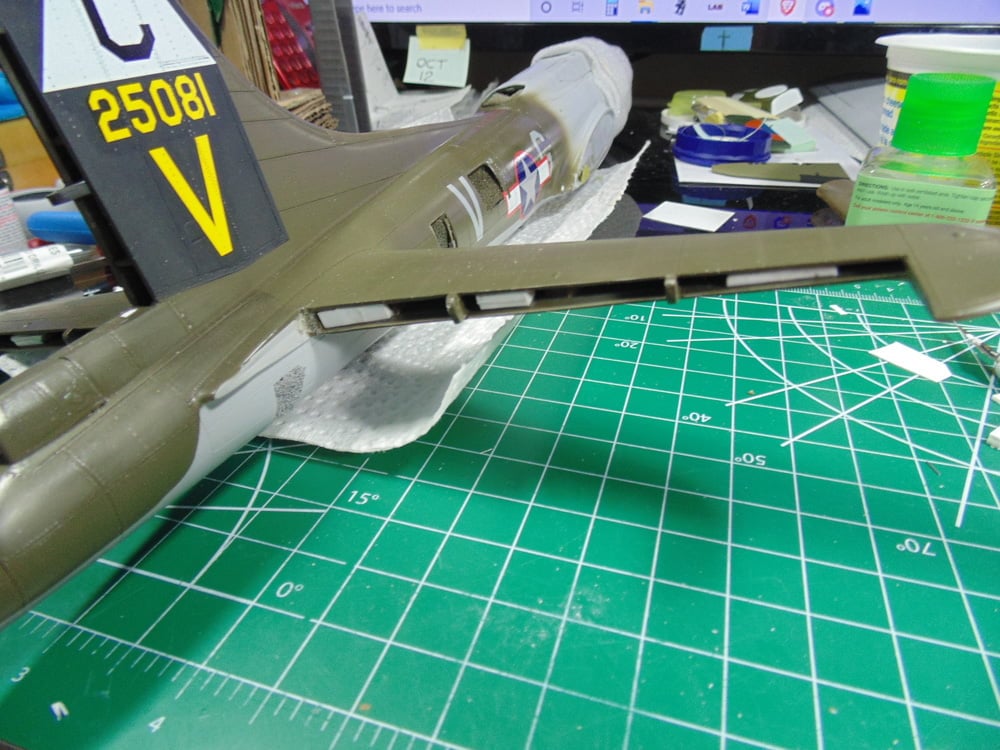 B-17 Tail with White Plugs Inside the Stabilizer