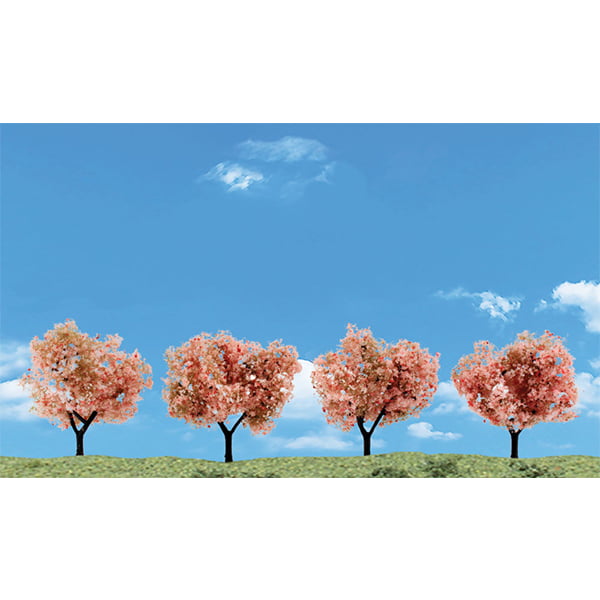 Woodland Set of 4 Flowering Trees 2-3inch N HO O Scale TR3593