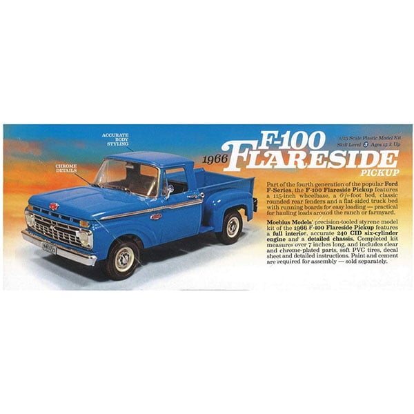 Moebius Models 1966 Ford F-100 Flareside Pickup 1:25 Scale 1232