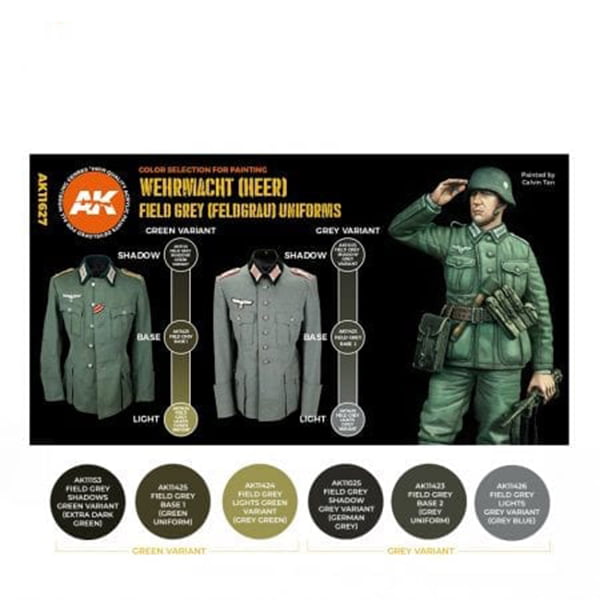 AK Interactive Acrylic 3rd Gen German Field Grey Uniforms Paint Set 11627 • Canada's largest