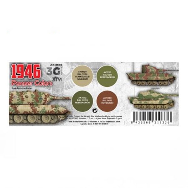 AK Interactive Acrylic 3rd Gen Panzer Colors 1946 Paint Set 11669