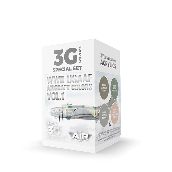 AK Interactive Acrylic 3rd Gen Air WWII USAAF Aircraft Colors Volume 1 Paint Set 11732