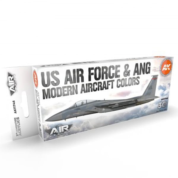AK Interactive Acrylic 3rd Gen Air US Air Force and ANG Modern Aircraft Colors Paint Set 11746