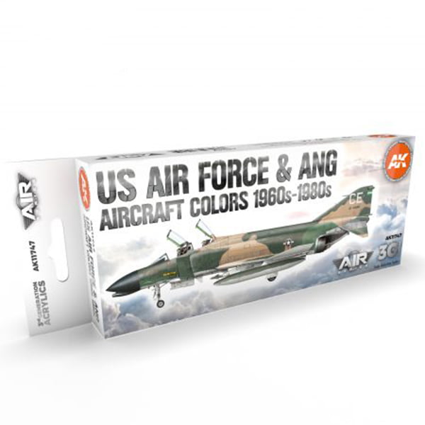 AK Interactive Acrylic 3rd Gen Air US Air Force and ANG Aircraft 1960s-1980s Paint Set 11747