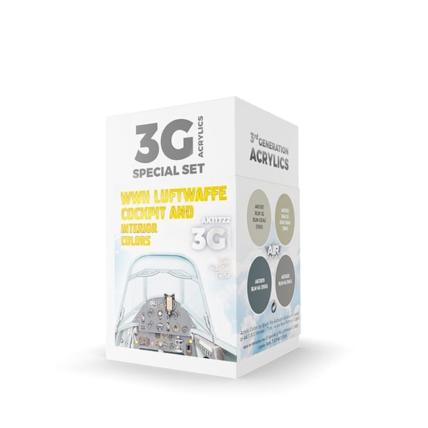 AK Interactive Acrylic 3rd Gen Air WWII Luftwaffe Cockpit and Interior Colors Paint Set 11722