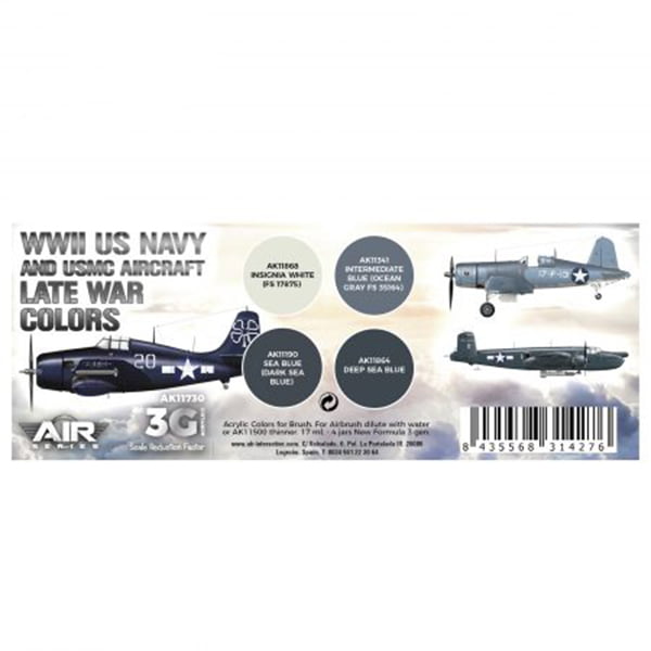 AK Interactive Acrylic 3rd Gen Air WWII US Navy and USMC Aircraft Late War Colors Paint Set 11730