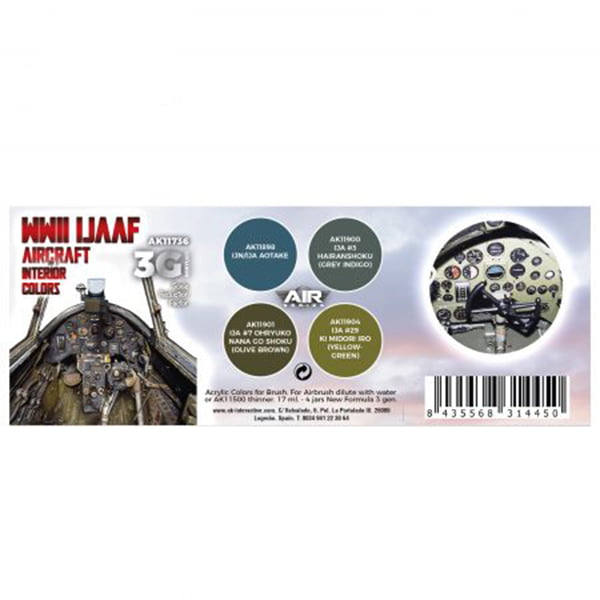 AK Interactive Acrylic 3rd Gen Air WWII IJAAF Aircraft Interior Colors Paint Set 11736