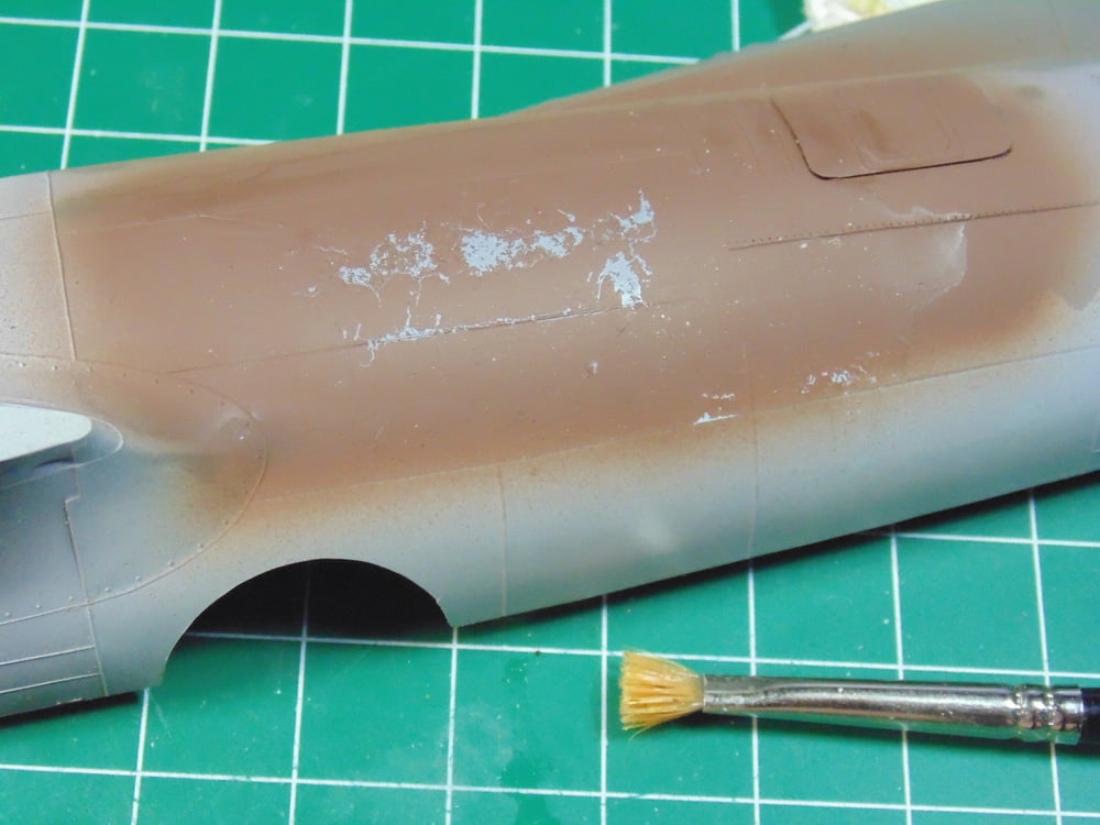 How to apply chipping medium with a paint brush to your scale model