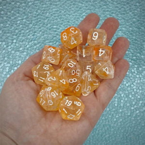 Set of 15 Dice Polyhedral Pixie Wings w/ White Numbers