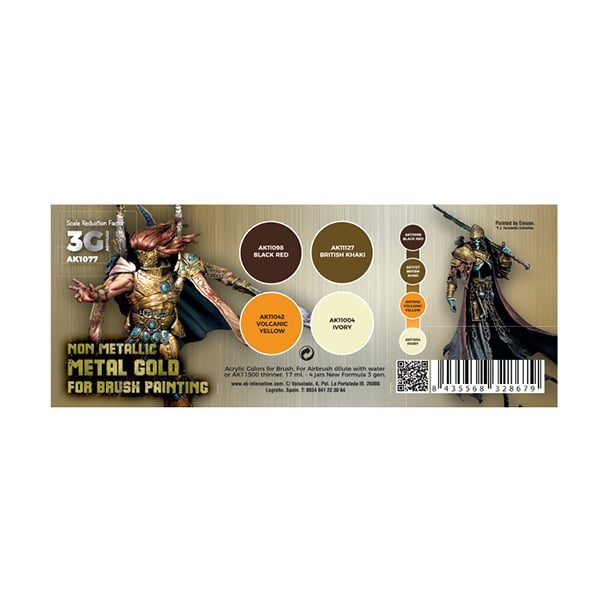 AK Interactive 3rd Generation Non Metallic Metal Gold Wargame Paint Set 1077