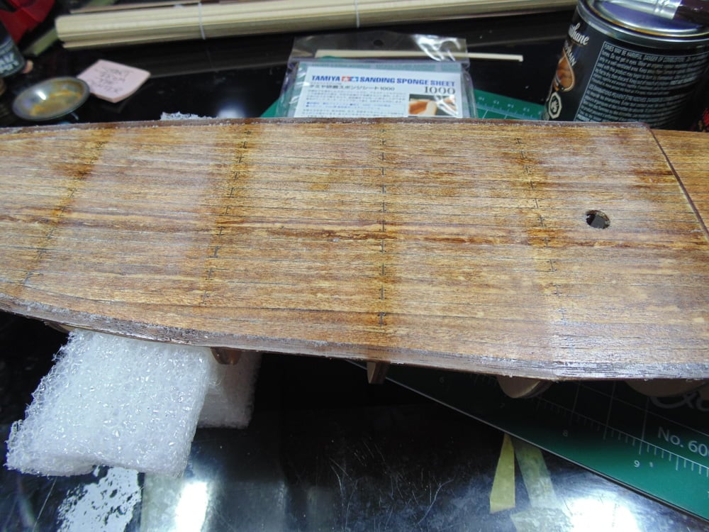 Aft Deck with Sanding Marks Between Simulated Plank Lengths