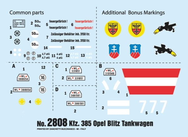 Italeri Opel Blitz Tankwagen Kfz.385 Battle of Britain 1:48 Scale 2808