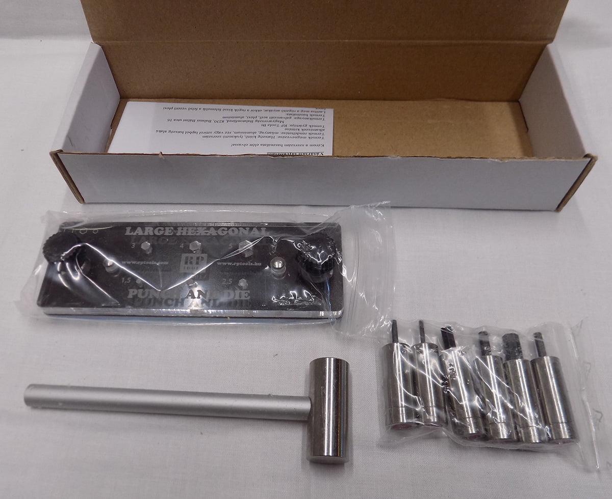 RP Toolz Large Hexagonal Punch and Die Set 1.5 5mm RPLHEX RPLHPD