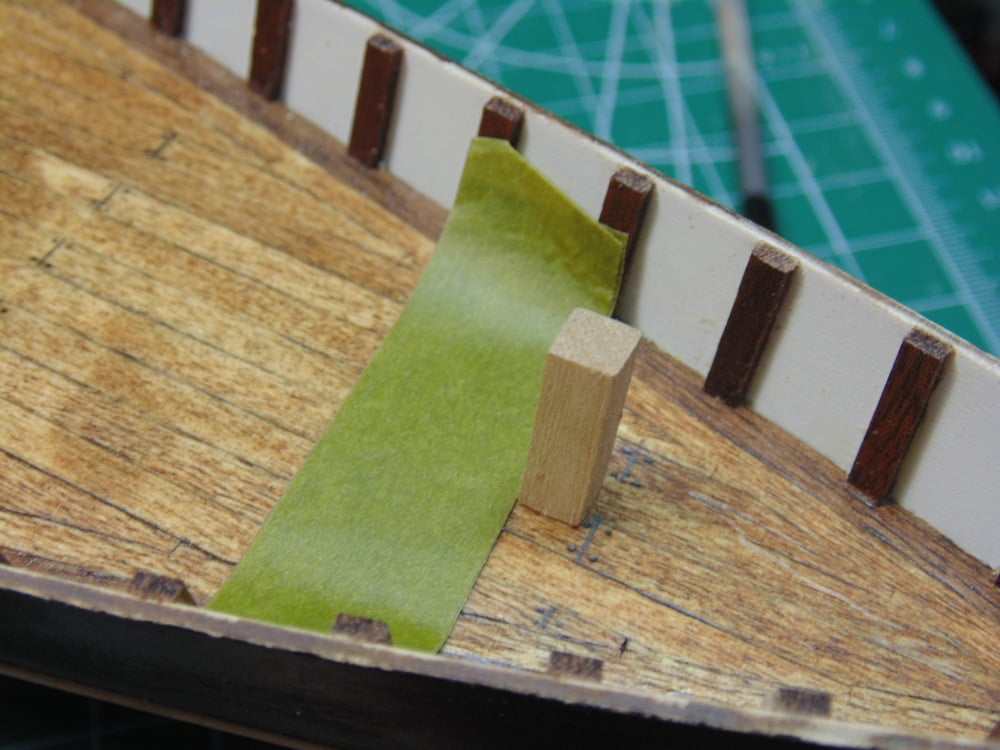 Key Block with Green Tape at the Bow