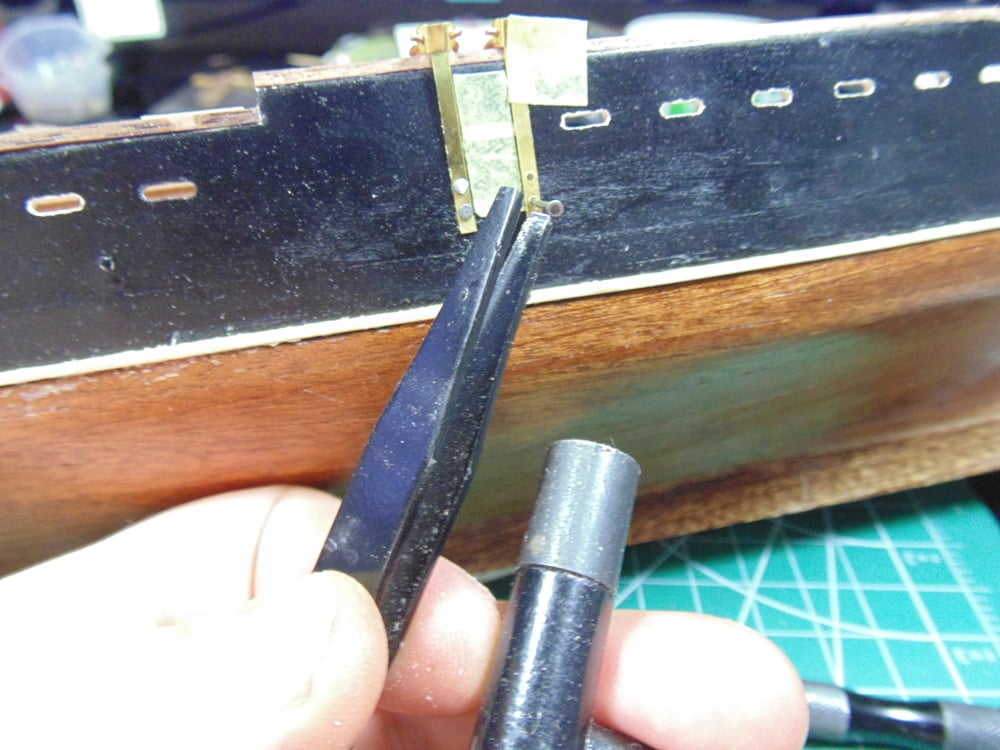 Modified tweezer jewellers hammer and tape on hull