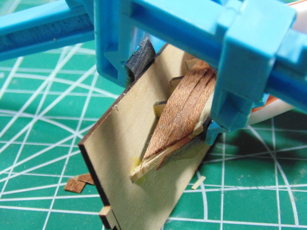 Blue Clamp on Jig Base and Dory Hull