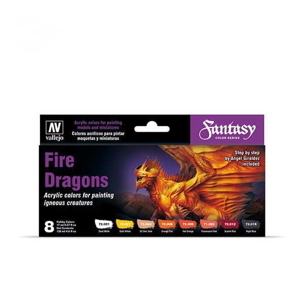 Vallejo Fire Dragons Fantasy Color Series Paint Set of 8 72312 • Canada
