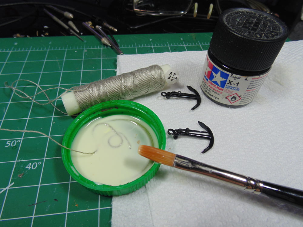 Anchors with Hobby Brush and PVA Glue and String