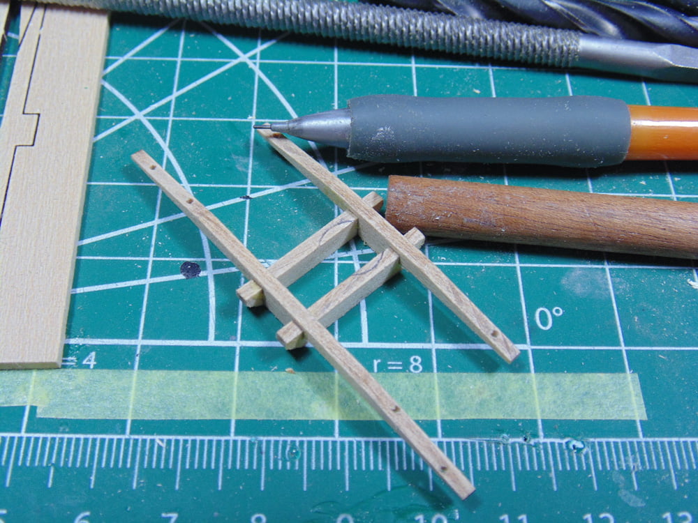 Pencil lines on crows nest assembly