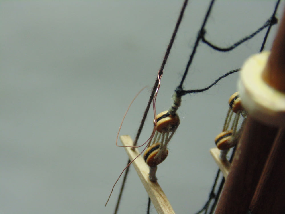 Copper wire in crow's nest hole