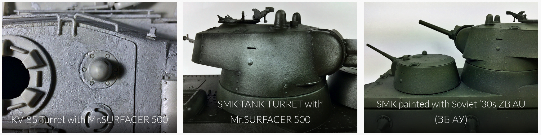 KV-85 and SMK Tank texture using Mr.SURFACER 500 and REAL COLORS ZB AU