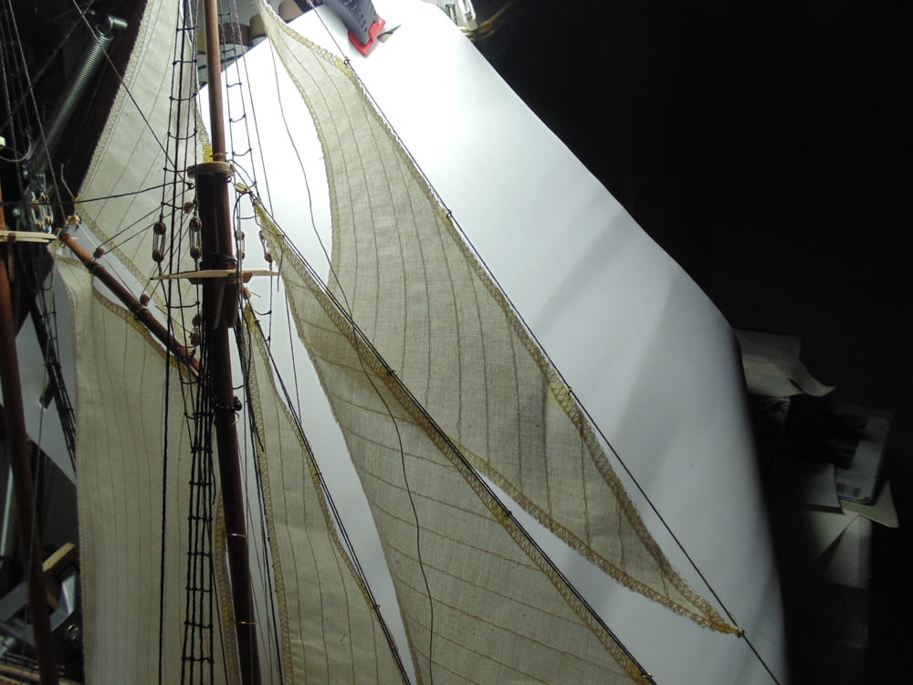 Jib sail loosely rigged