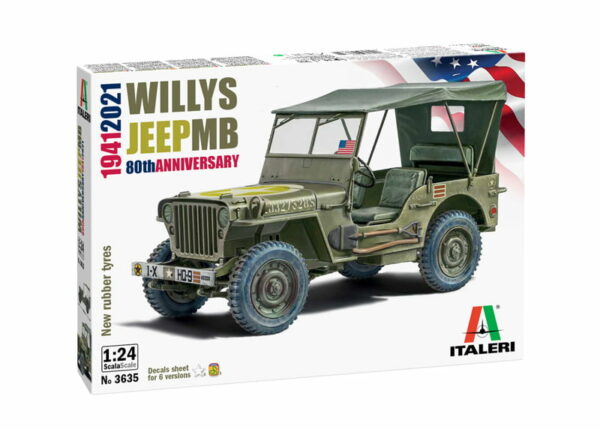 Italeri Willys Jeep MB 80e anniversaire 1/24 Échelle 3635