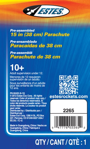 Estes Rocket 15 inch 38 cm Parachute 2265