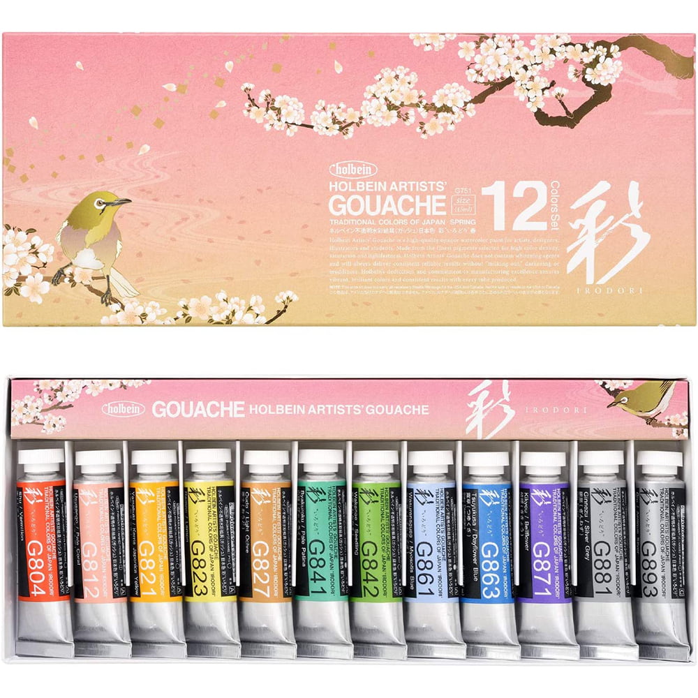 Holbein Artist Gouache Irodori Set of 12 Tubes 15ml Each Spring G751
