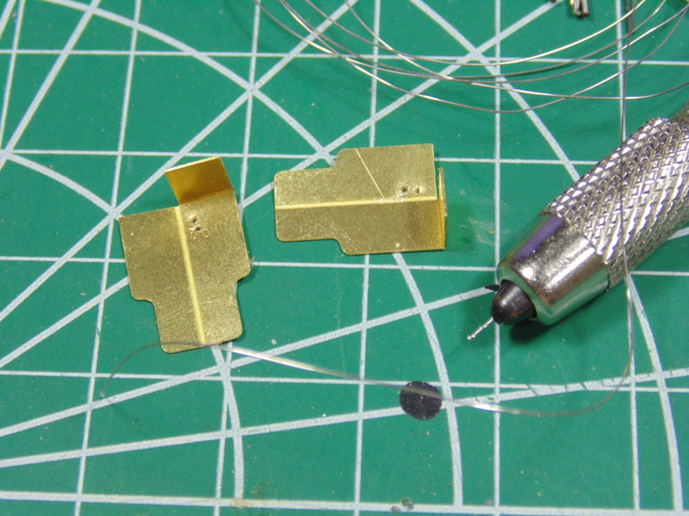 Pilot indents in the brass with Vallejo pin vise