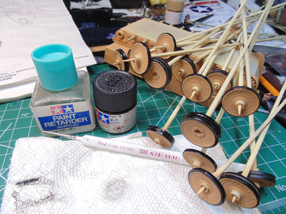 Road wheel rubber painted