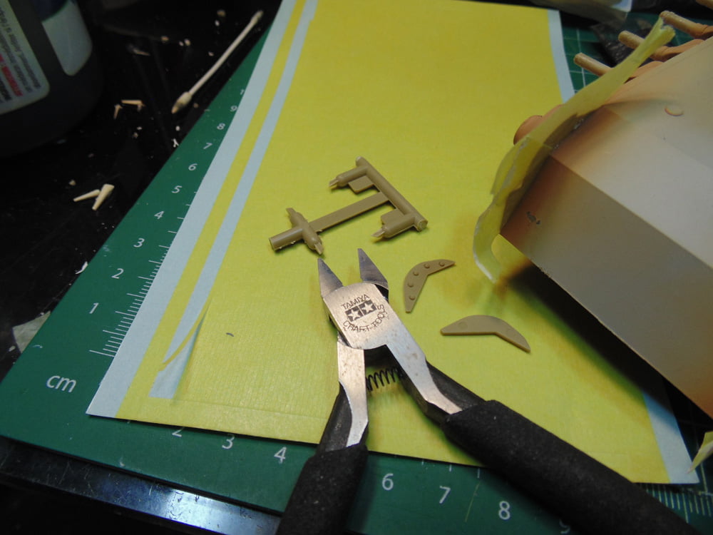 Tamiya side cutter with parts and hull front