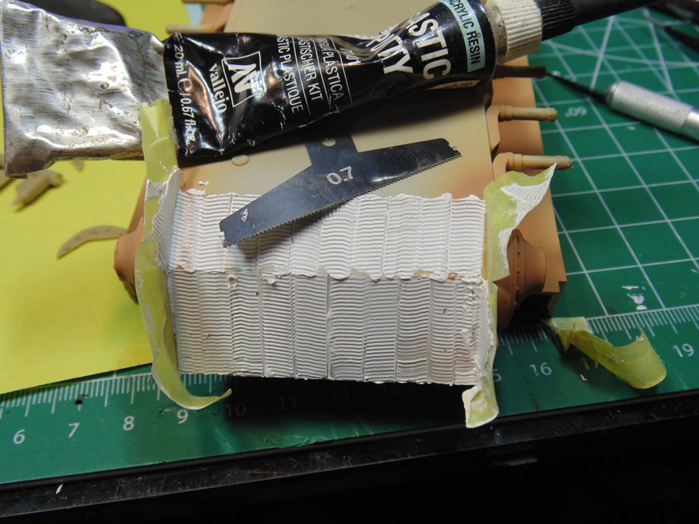 Front coated with Tamiya tool on model
