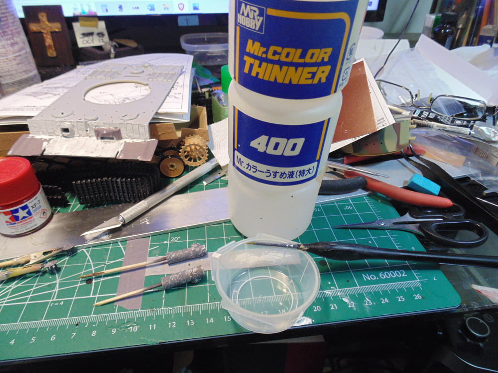 Mr Thinner 400 next to paint cup