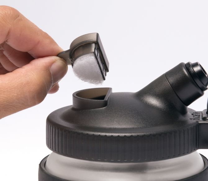 In use Iwata Universal Spray Out Pot Replacement Filter CL310