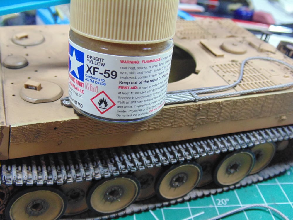 Tamiya paint jar on cable part